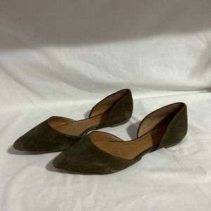 Banana Republic, d'orsay, Suede, Flats, Dark Green, size 7.5